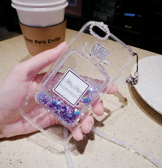 
perfume style glitter liquid quicksand back cover for samsung A50 quicksand phone case for samsung S20 