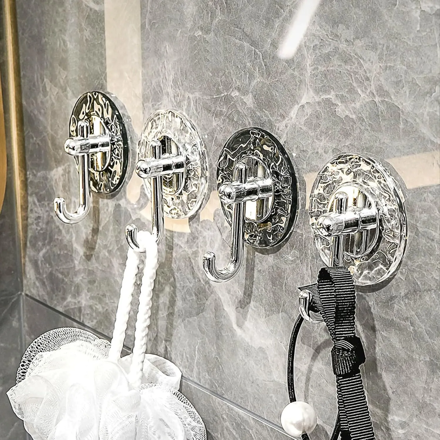 4pcs Acrylic Wall Hook Self Adhesive Wall Mounted Hook for Bathroom Towel No Punching Key Storage Transparent Sticky Hook