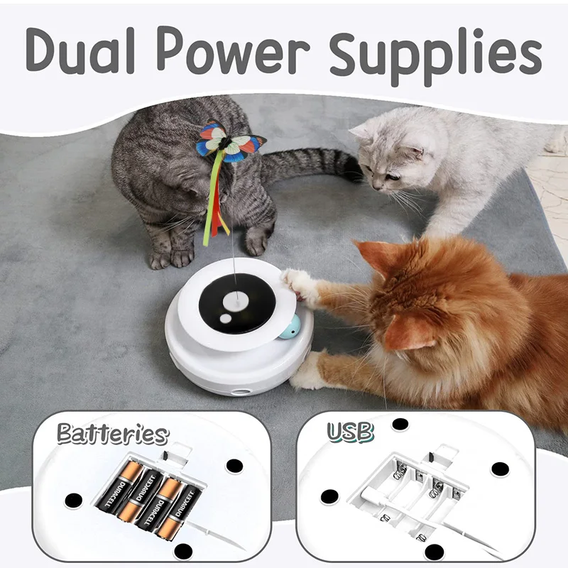 2022 Amazon 360 Degree Rotate Ball ABS Smart Electric Cat Teaser With Multi-colors Feather Butterfly Interactive Cat Toy