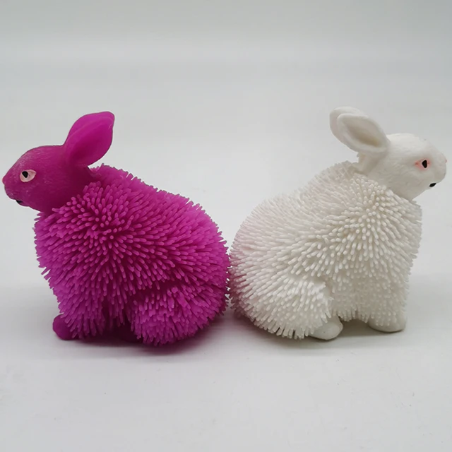 New Custom Light Up Flexible Rabbit Puffer Ball for Kids Animal Squishy Stress Relief Flashing Toys Wholesale