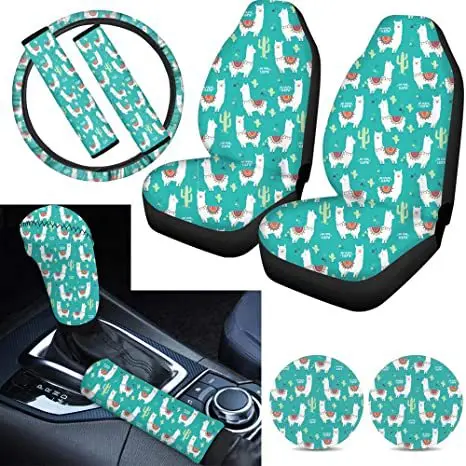 Cross-border automobile printed seat cover Phoenix dog claw pattern coasters hand brake cover 9 sets steering wheel cover Amazon