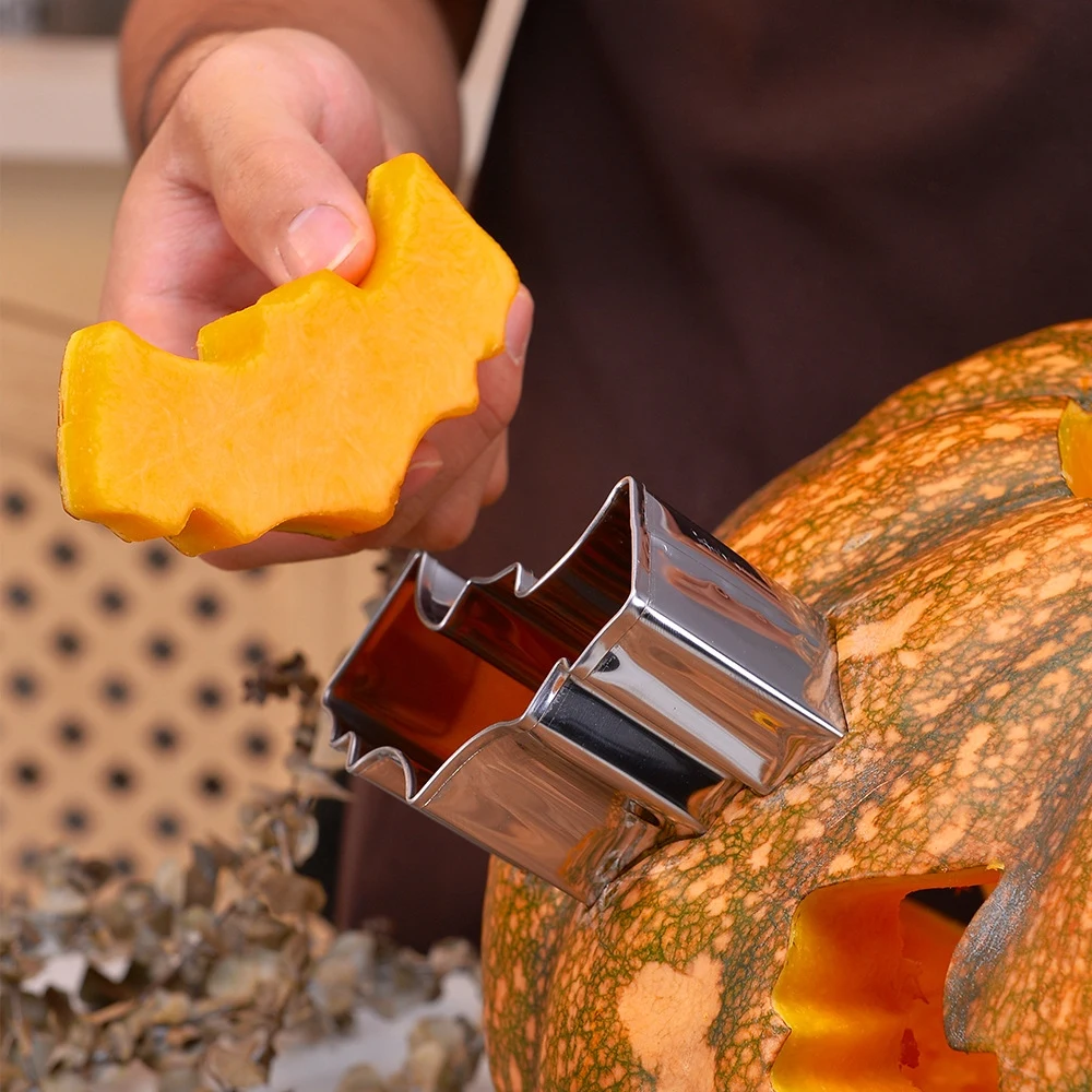 Professional Halloween Pumpkin Punchers Stainless Steel Carving Stencils DIY Kit Kitchen Accessories