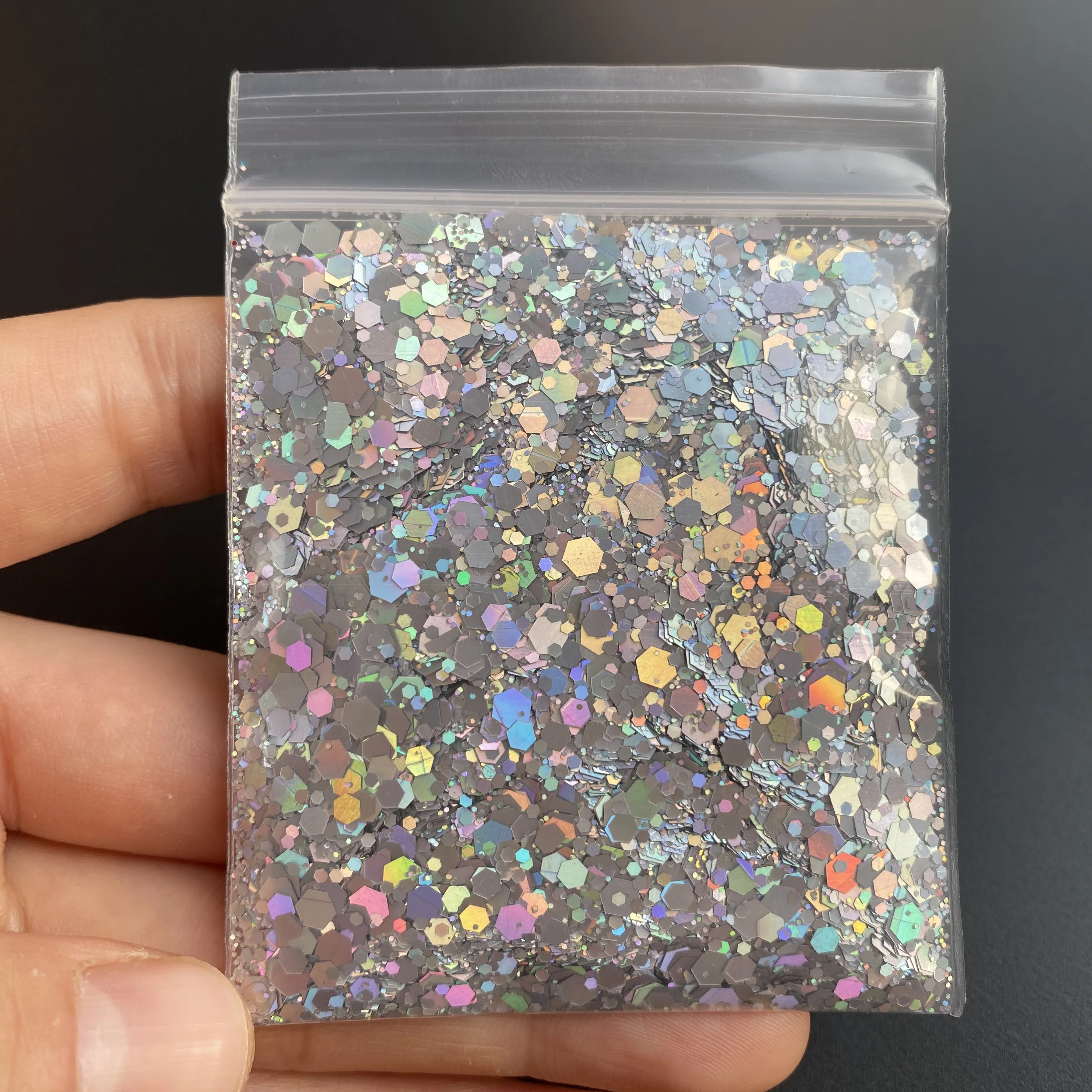 10g Holographic Chunky Mixed Glitter Sequins Loose Hexagon Nail Glitter Bulk For Nails