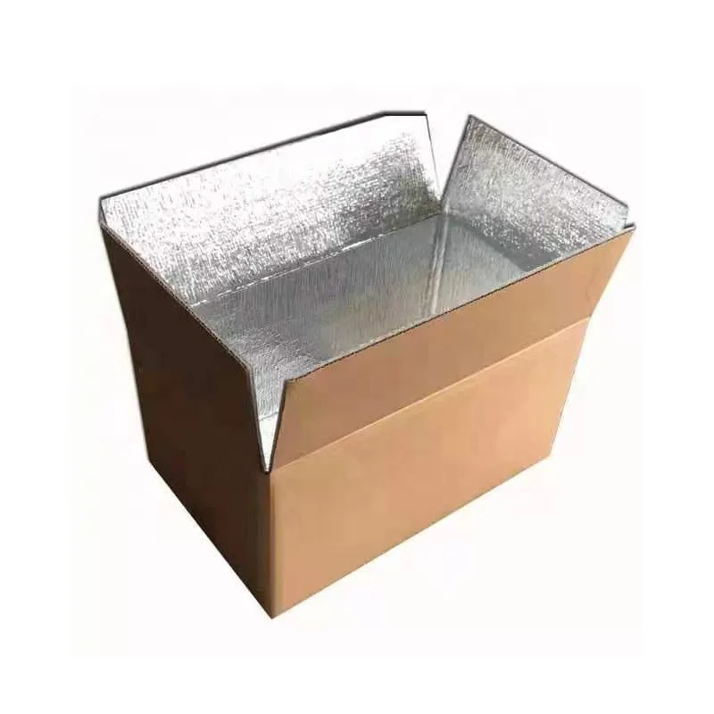 Custom Logo Foldable Thermal Insulated Aluminum Foil Foam Shipping Paper Box For Frozen Food Fish Delivery