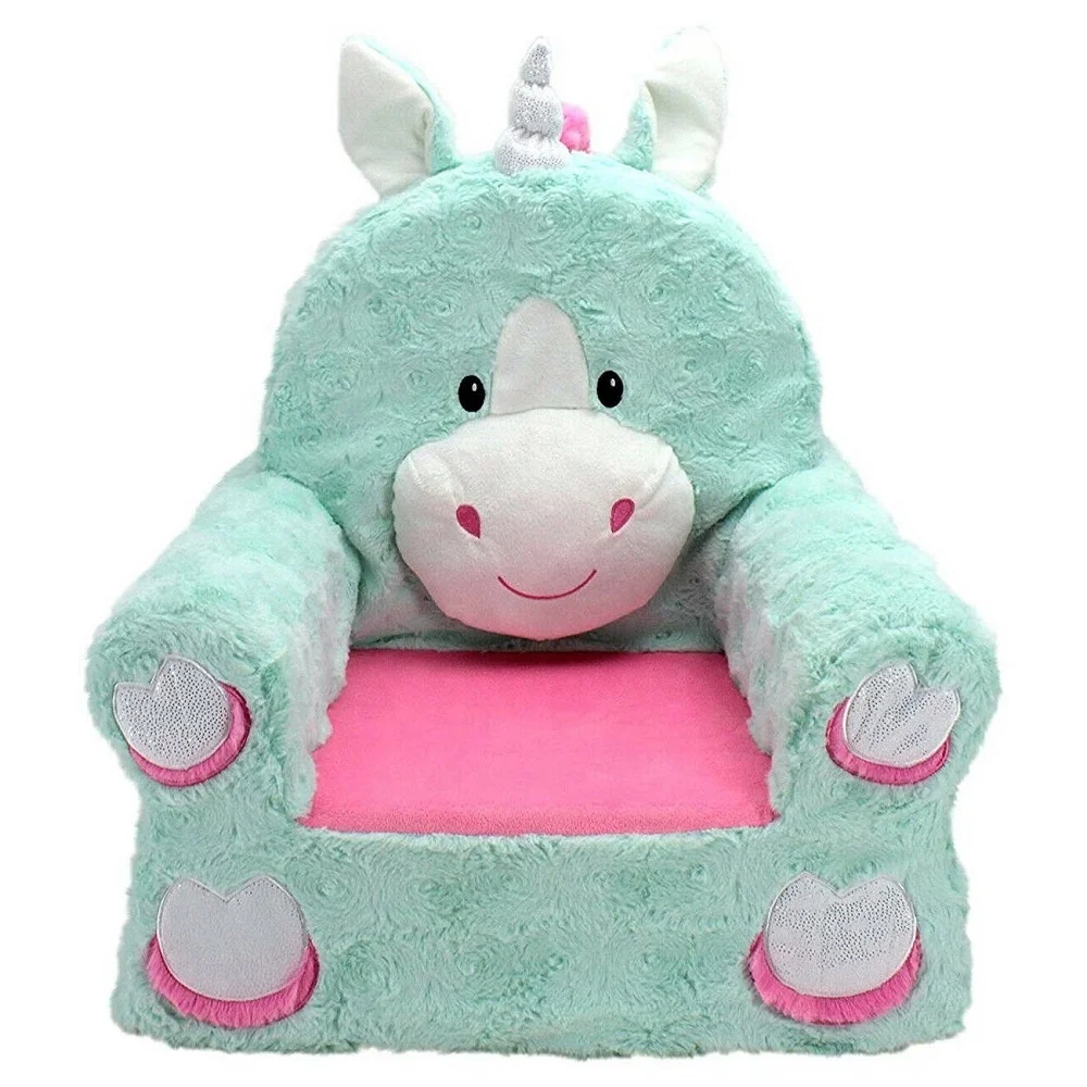 Multicolored Children Plush Unicorn Character Sofa  Chair