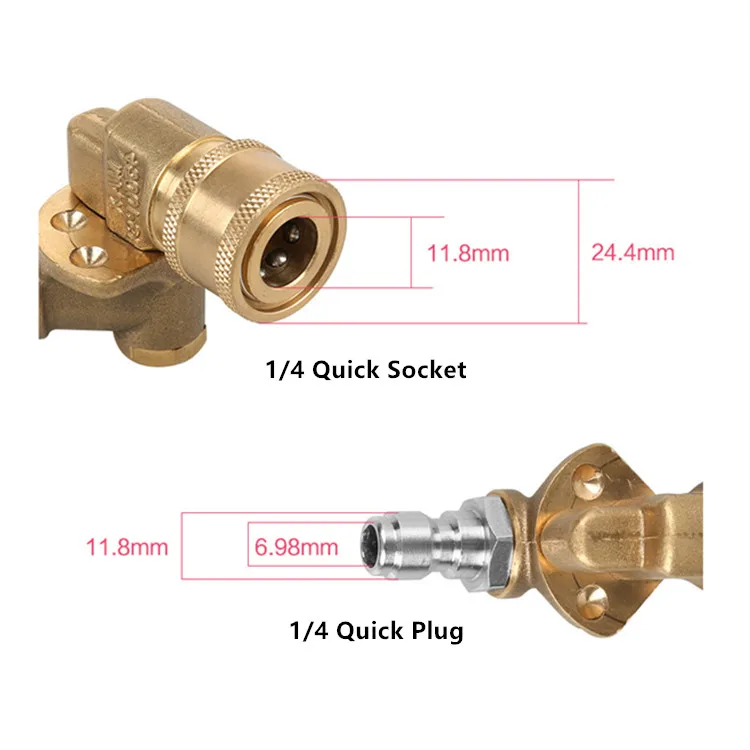 Соединитель вращающийся на 90 градусов, пять уровней, 1/4 дюйма, быстрая розетка + 1/4 дюйма, разъем быстрого отключения для автомойки высокого давления