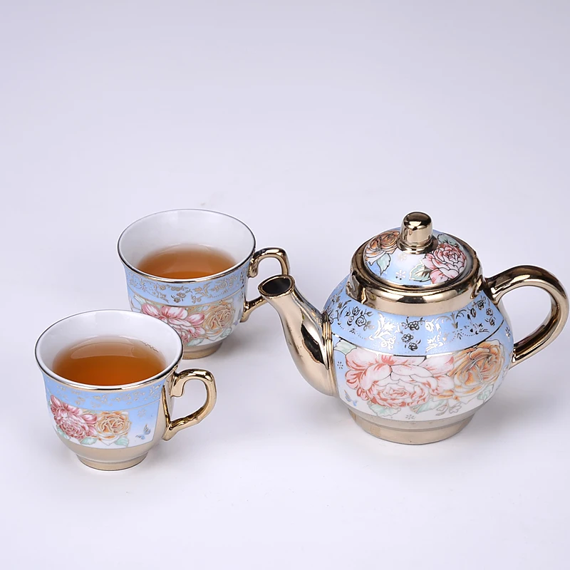 Delicate Bone china Coffee Cup Set European Vintage Tea Cup Tea Kettle Saucer SetGift box Ceramic tea set