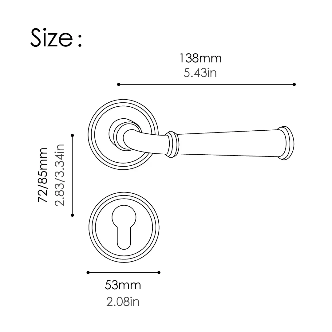 Euro Italy Entry brass handled knob Modern Luxury Bedroom Gold Chrome New Classic Solid Wood door Interior Lock Sets with keys