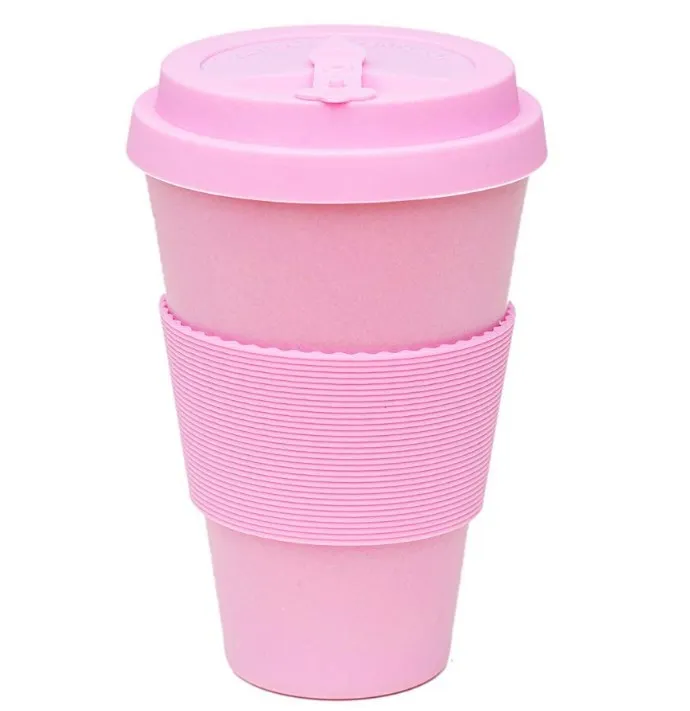 Reusable Bamboo Fiber Coffee Cup 400ml/14oz Natural Organic Eco-Friendly Travel Mug