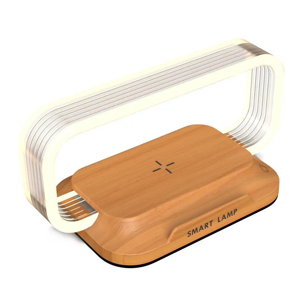 New Design Multifunction touch control acrylic Night light bedside table lamp with Phone Wireless Charger Stand for bedside lamp