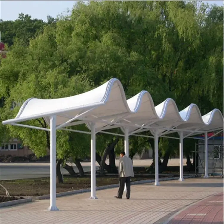 Prefabricated steel sun shade carport structure cover tensile membrane structure for car parking canopy
