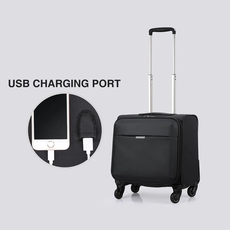 Hanke 16 18 inch carry on boarding luggage laptop wheeled bag under seat small trolley business travel cabin suitcase