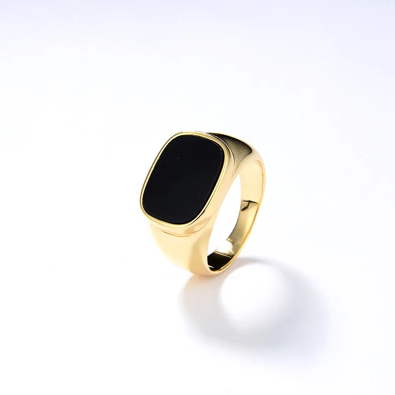 925 Sterling Silver 18k Gold Natural Mother of Pearl Ring Black White Agate Ring Open Ring for Women