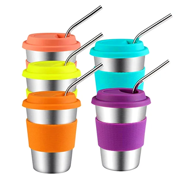 Silicone Sleeves Lids And Straws Premium Metal Drinking Glasses Stainless Steel Cups For Kids Adults