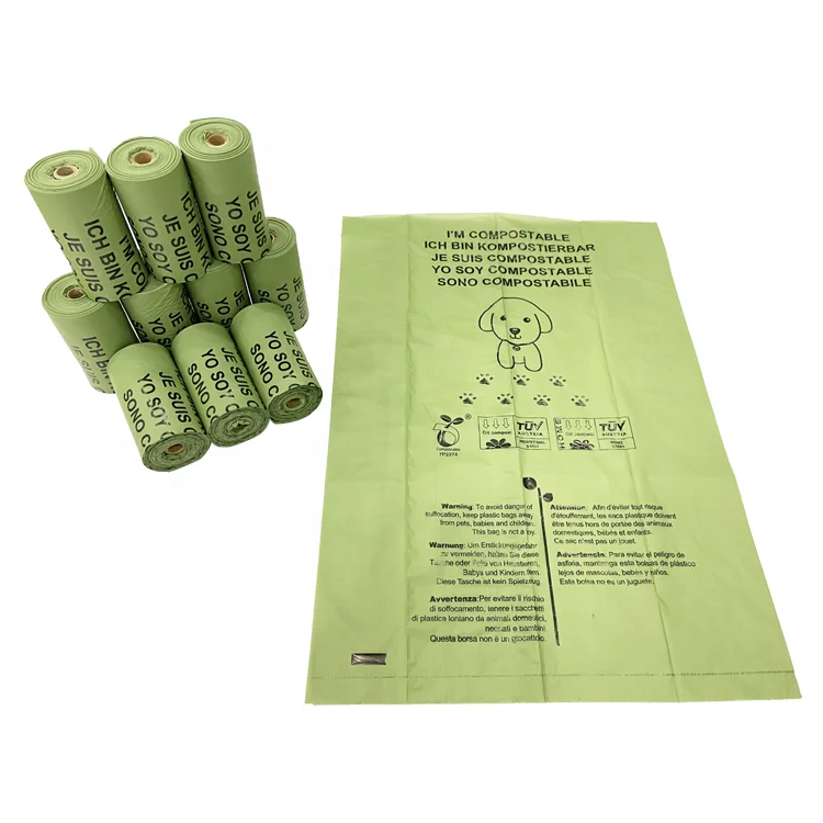 Top Ready to Ship Pet Waste Dog Poop Bags Custom Printed Biodegradable Pet Cleaning & Grooming Products 22.5*33cm Flat Bottom