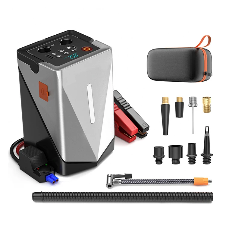 High Power Car Jump Starter with Air Compressor 12000mAh Battery Auto Emergency Booster Tools Jump Starter with LED Light