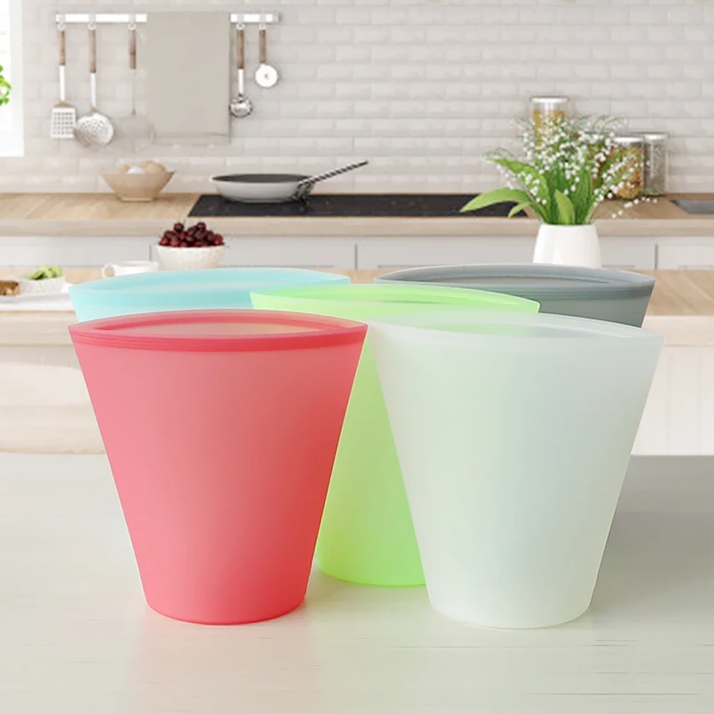 Kitchen Reusable Food Grade Zip Shut Snack Container Silicone Zip Lock food storage bag