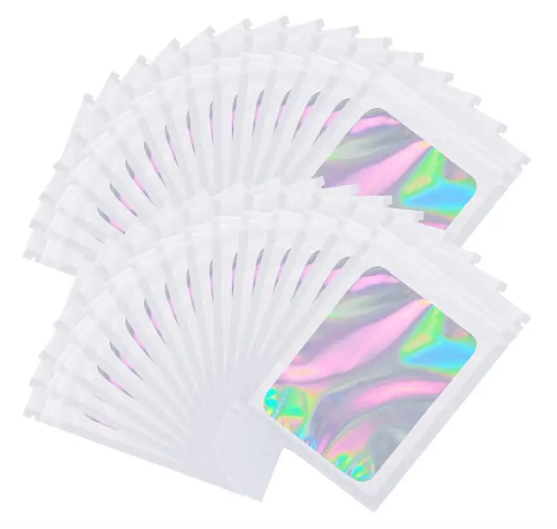 Cheap And High Quality Resealable Smell Proof Metallic Mylar Ziplock Black Holographic Aluminum Foil Zip Lock Bag