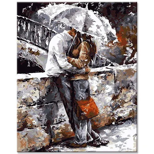 Wholesale  DIY Gift Painting Portraits in Acrylic Snow Lovers Canvas Painting Wall Art  Figure Portrait Painting by Numbers