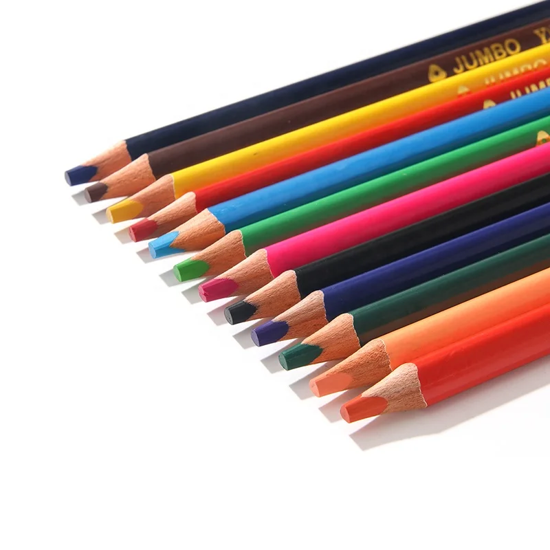 7 Inch Jumbo Color Pencil Set Triangle Shape Wooden Pencil With High Quality Lead