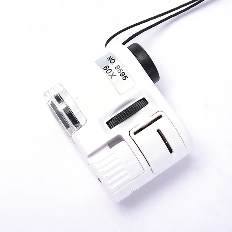 Color box with leather case white microscope, LED light purple light 60x microscope jewelry magnifying glass