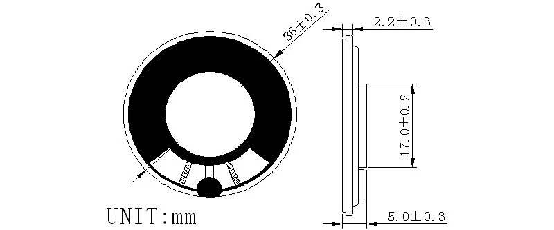 New design dynamic speaker for talking pen 36mm horn 4ohm 1w mylar cone speaker driver unit
