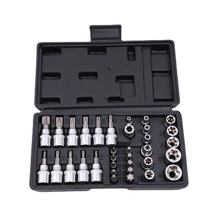 Factory Bit Set Torx Socket CRV material mirror and matte finish 34PCS handle tool set