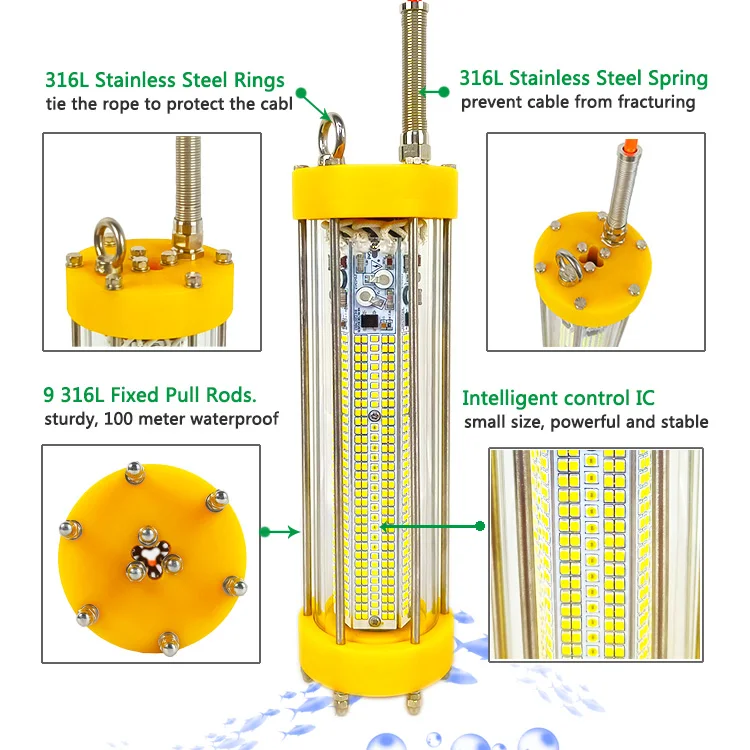 700W 220V White Blue  IP68 316L deep drop fishing light led marine flood light for sea fishing