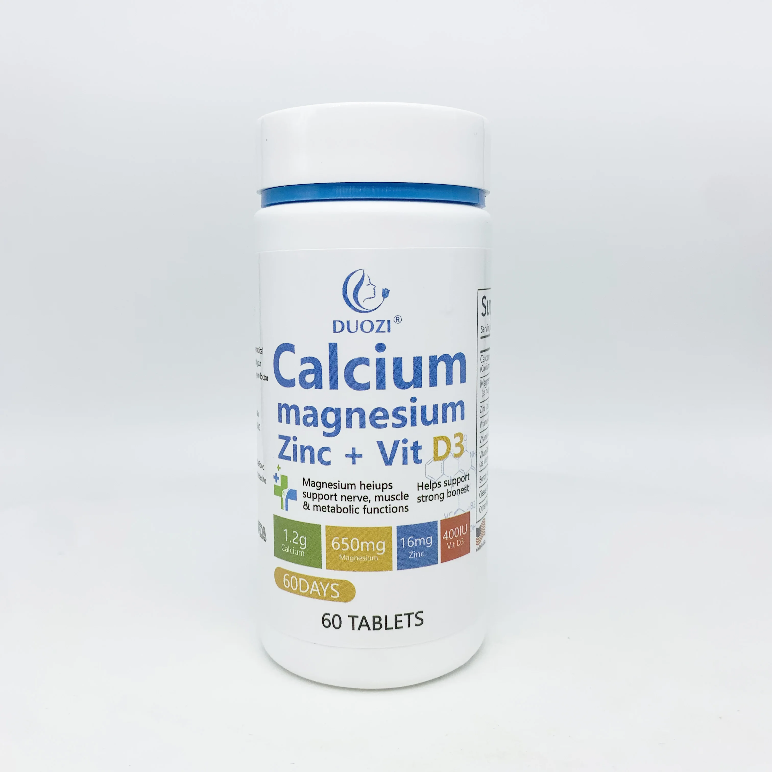 OEM private logo factory price calcium magnesium zinc vitamin D3 tablets bone strength healthcare chewable tablet