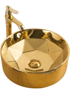 Good Sale Above Counter Top Gold Plating Round Wash Basin