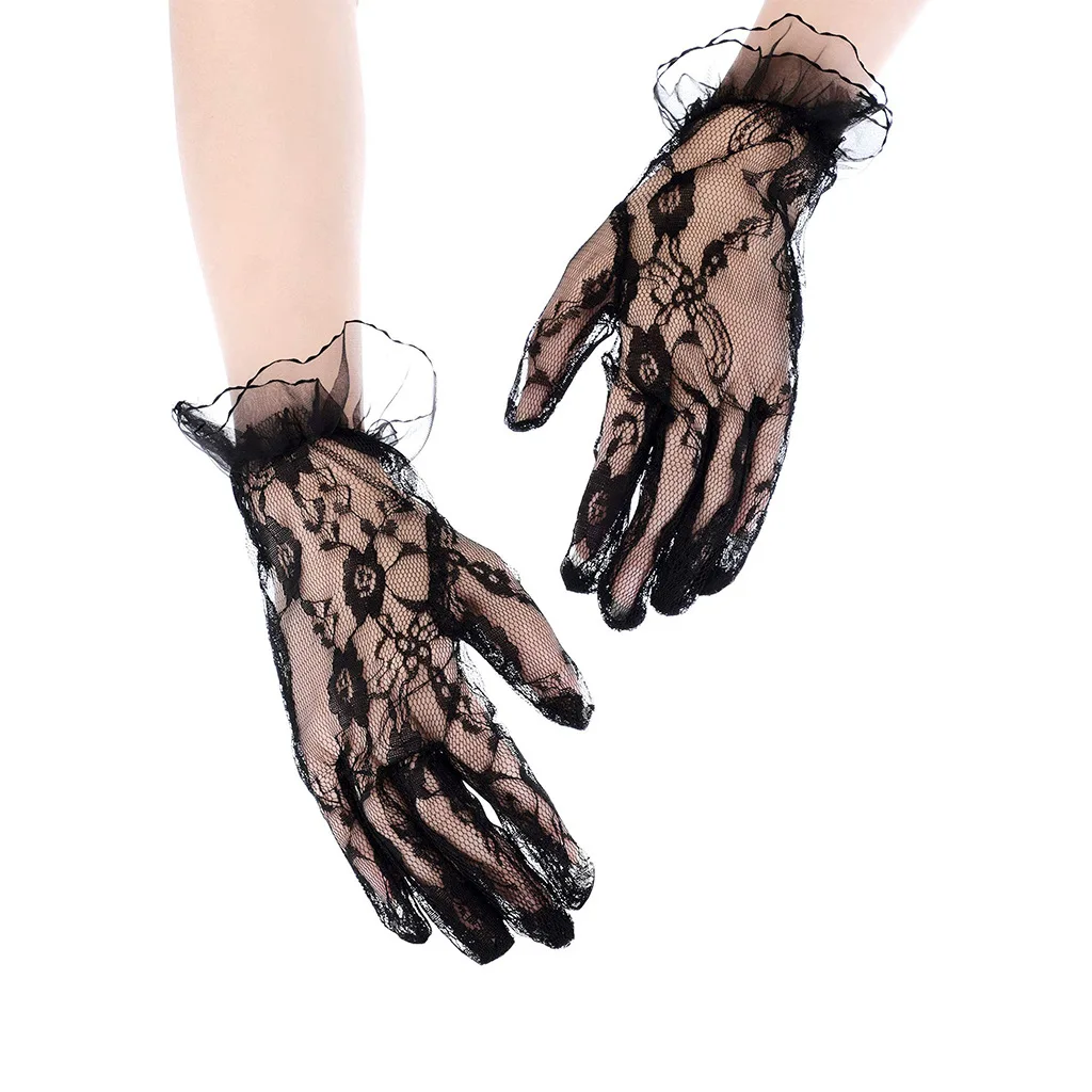 Wholesale Mesh Lace Rose Flower Sexy Gloves Wedding Party Lady Banquet Decoration Bride Short Lace Glove