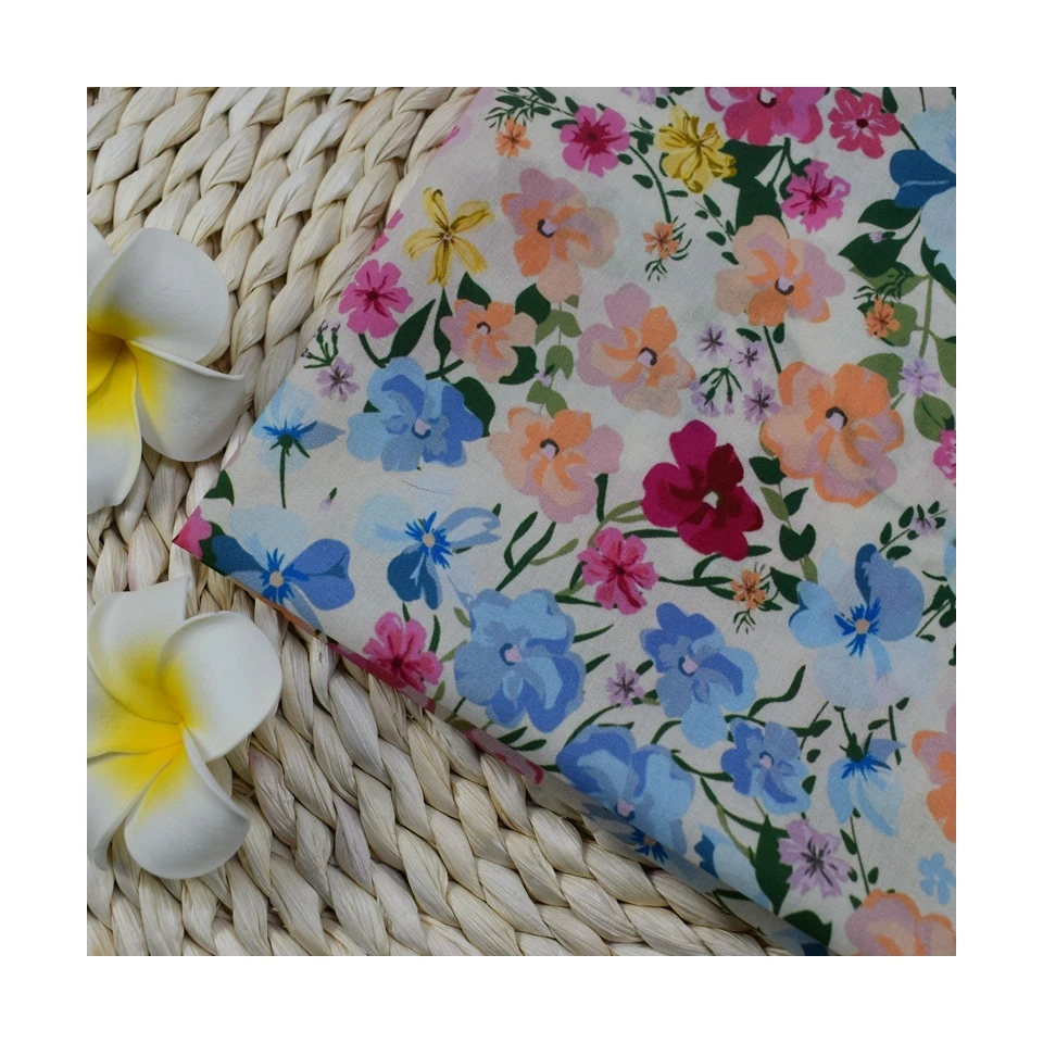 Low moq custom digital printing wholesale London lawn tana lawn high quality 100% flower cotton printed fabric floral for dress