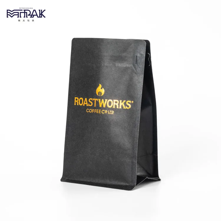 1000g 500g 250g custom logo printed one way valve flat bottom pouch coffee packing bag