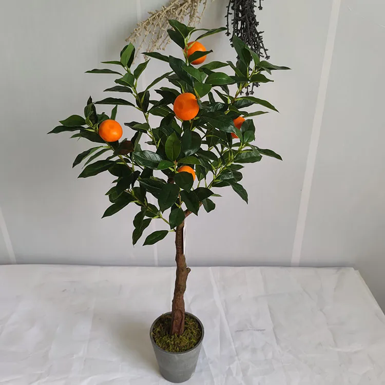 Wholesale Plastic Kumquat Mandarin Oranges Plant Fruit Bonsai Artificial Orange Tree For Living Room Decoration