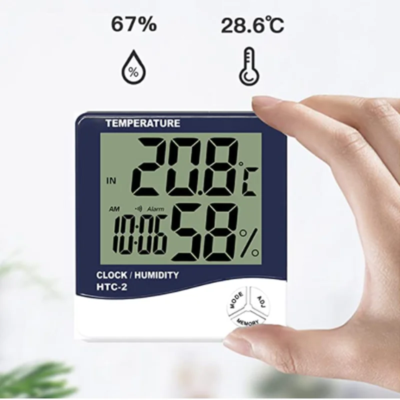 Household thermometers lcd monitors digital Thermometer Hygrometer temperature instruments probe Alarm Wall Mount humidity meter