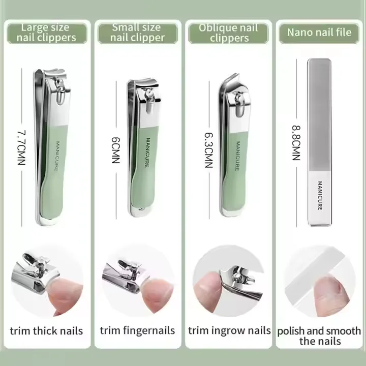 UUYP Custom OEM 7PCS 10PCS 18PCS Professional Stainless Steel Nail Clipper Travel White Grooming Kit Manicure & Pedicure set