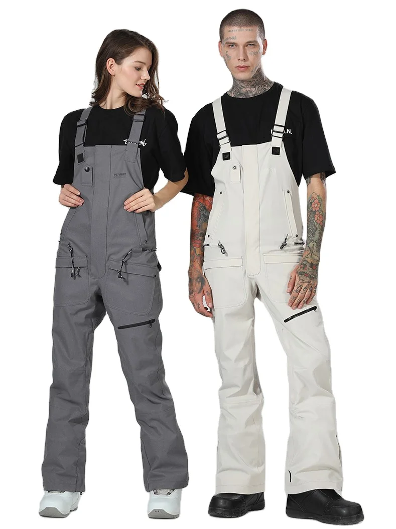 Custom Professional Unisex Windproof Waterproof  Ski Suspender Trousers Snow Bib Pants