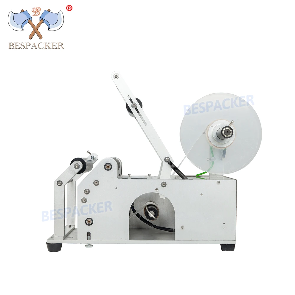 Bespacker XT-50 High Performance Semi-Automatic Desktop Round Plastic Bottle Cans Sticker Labeling Printing Machine