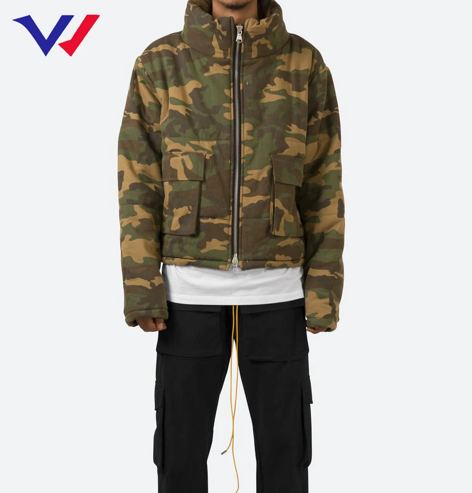 Winter warm camouflage cotton padded men workout custom logo plus size men coat jackets