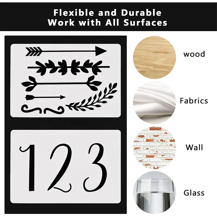 Letter Stencils for Painting on Wood 45 Pcs Large Alphabet Stencil Templates with Numbers and Signs