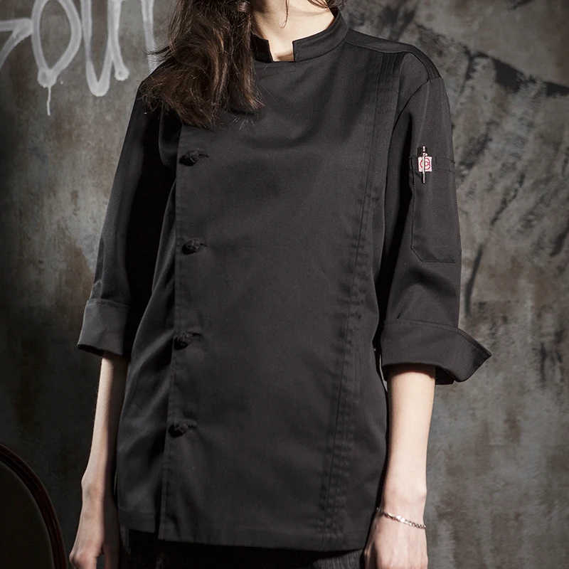 Шахматная куртка шеф-повара с рукавом 3/4 и платьем, плиссированная форма шеф-повара для отелей и ресторанов