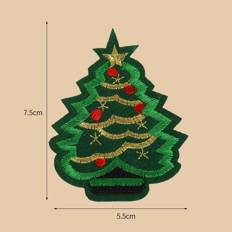 Wei Ru Christmas Christmas Tree Santa Claus Stockings Series Embroidered Personalized Cloth Paste Clothing Wholesale