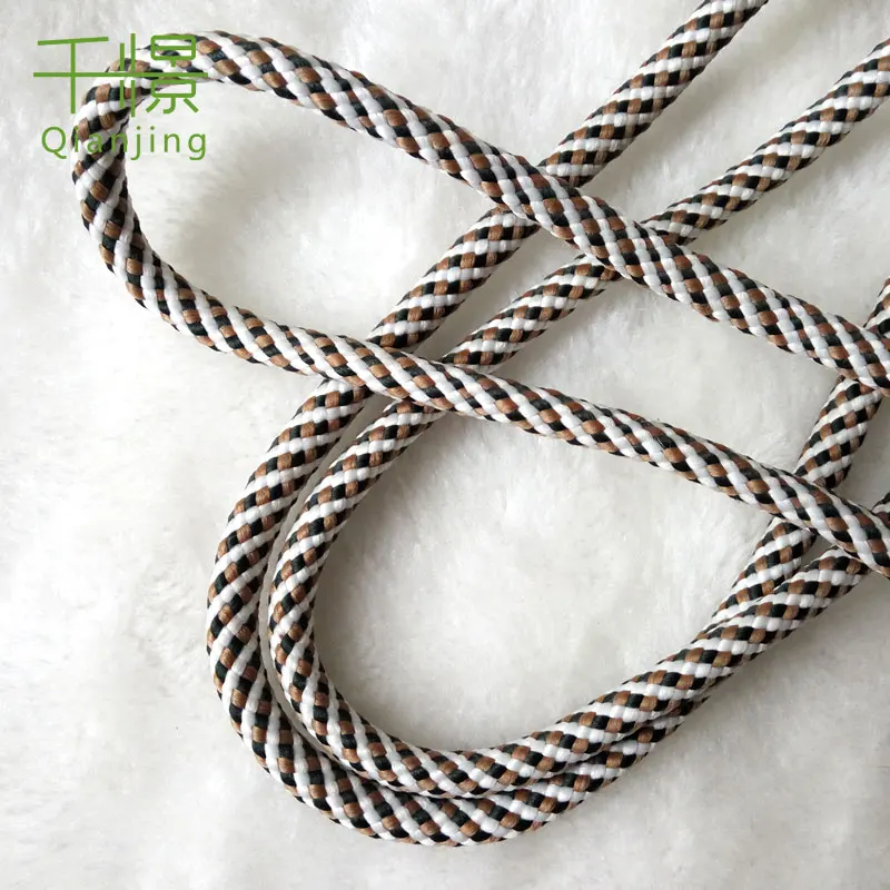 RH24 manufacturer supply  5mm drawcord rope black and white and khaki mixed braid pullstring cord