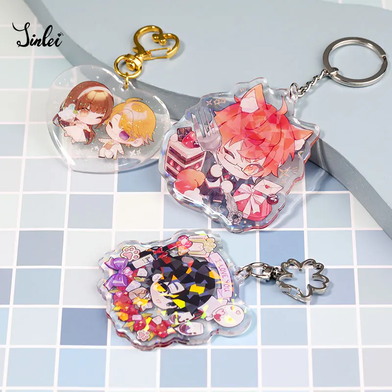 Jinlei custom clear acrylic keychain custom printed anime cheap engraved acrylic charm