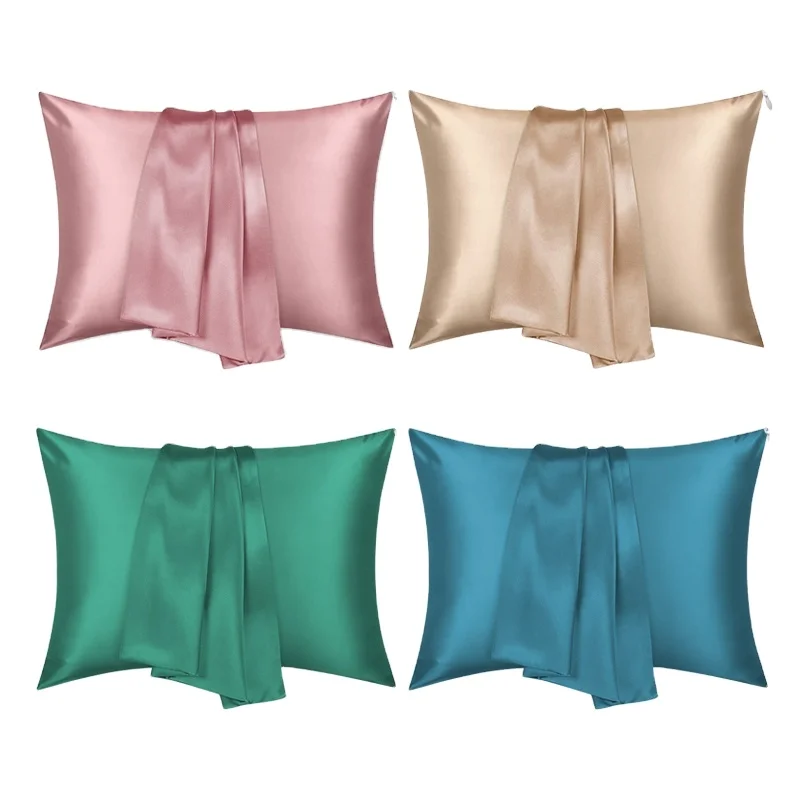 Natural Luxury 19MM 100% mulberry silk Zipper Pillow Case smooth Silk Pillowcase