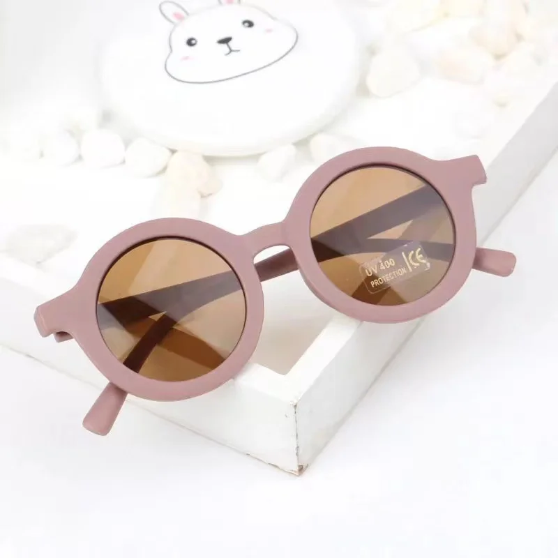 Ms-327 2024 Kids Glasses Sunglasses Wholesale Glass Sunglasses Shades Sky Blue Round Baby Girls Boys Sunglasses for Children