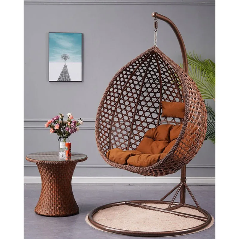 Modern leisure hotel outdoor patio wicker teardrop swing chair indoor rattan hanging egg swing chair