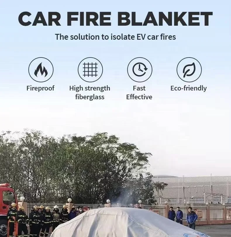 Electric vehicles  small truct Car Fire Blanket 6*9M 19.68*29.52 Ft Europe  CE standard Para aramid  fibre  Car Fire blanket