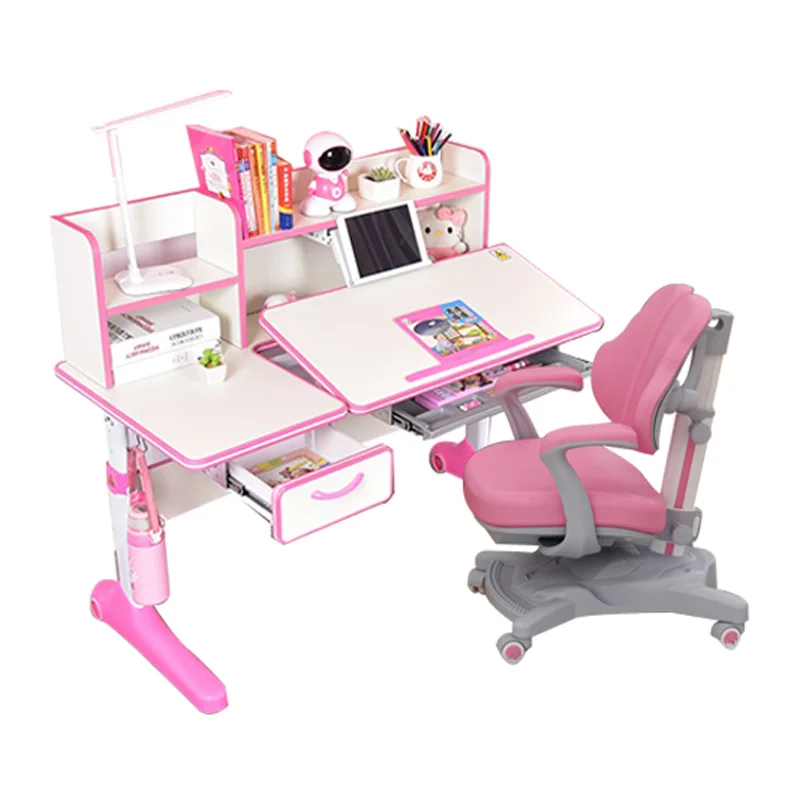 
Home use wood height adjustable writing table for kids children set desk and chair study 