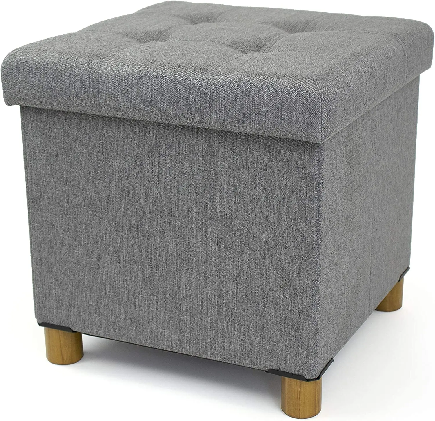 15inch Sturdy Cube Ottoman with Storage Foldable Storage Ottoman with Legs for Bedroom Fabric Folding Storage Stool